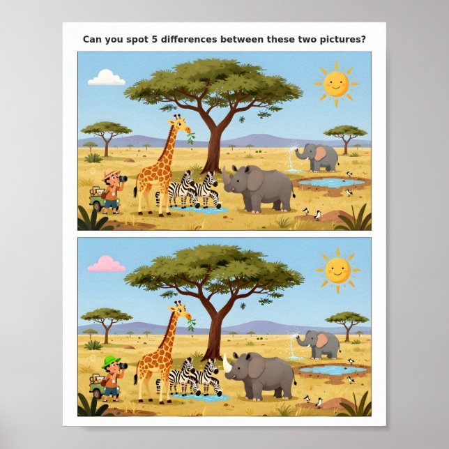 Spot the Difference Fun Poster for Kids – Brain Te (Vorne)