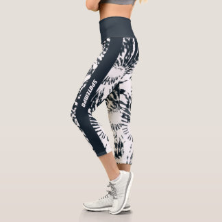 [spotempo]Schwarze Farbmuster der Krawatte Capri Leggings