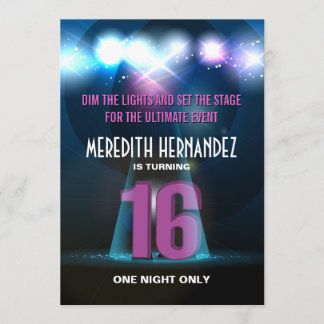 Spotlight Star Lila Sweet 16 Einladung