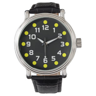 Spotmarkierungen - Gelb und Weiß auf schwarz Armbanduhr