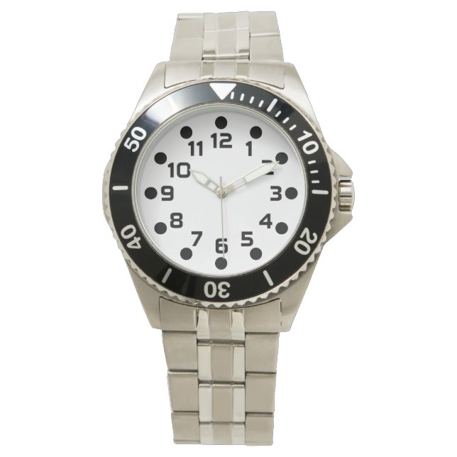 Spotmarkierungen - Schwarz auf Weiß Armbanduhr (Vorderseite)