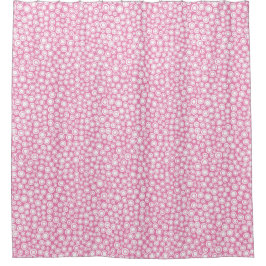 Spots 071215 - White on Pink ef84b4 Duschvorhang