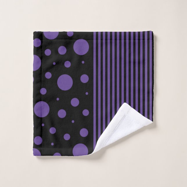 Spots et rayures en violet et noir (Gant de toilette)