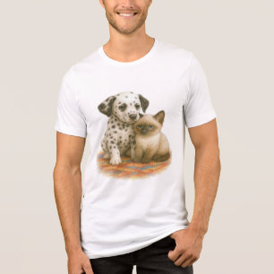 Spots & Snuggles - Dalmatiner Pup & Siamese Kitten Tri-Blend Shirt
