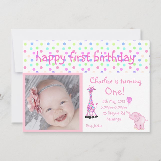 Spott Zoo Party laden rosa Rahmen2 Einladung (Vorderseite)