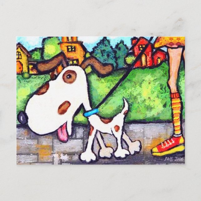 Spotte den Hund auf dem Weg Postkarte (Vorderseite)