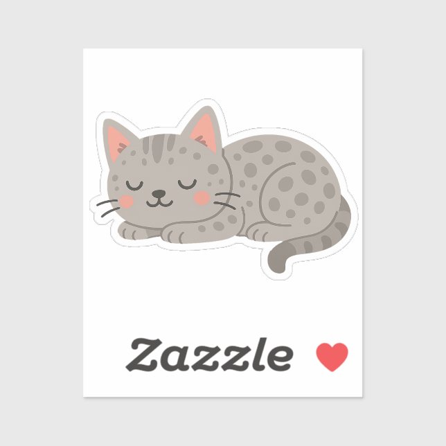 Spotted Gray Leopard Cat – Playful Cartoon Aufkleber (Blatt)