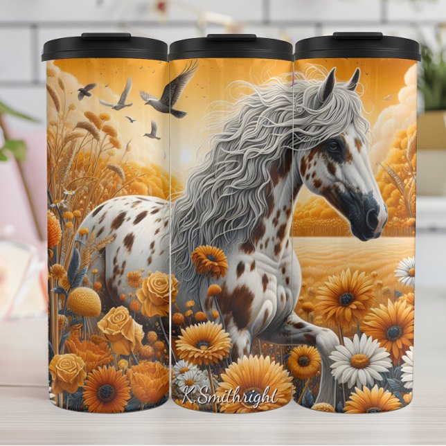 Spotted Horse Golden Field Wildflowers Thermosbecher (Von Creator hochgeladen)