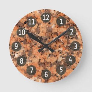 Spotted Orange Granite Rock Surface with Digits Runde Wanduhr