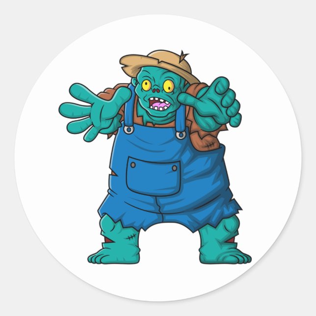 spöttischer Zombie-Bauer-Karikatur Runder Aufkleber (Vorderseite)