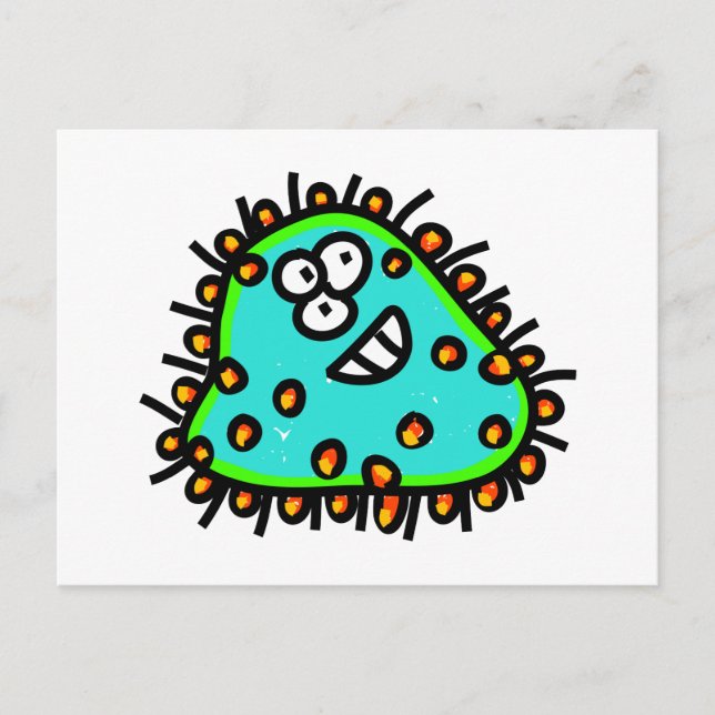 Spotty Cartoon Germ Postkarte (Vorderseite)