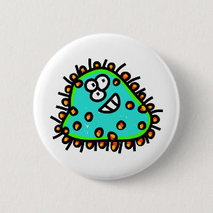 Spotty Cartoon-Mikrobe Button