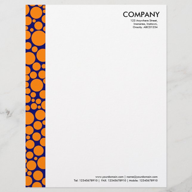 Spotty Margin - Orange on Blue Briefbogen (Vorderseite)