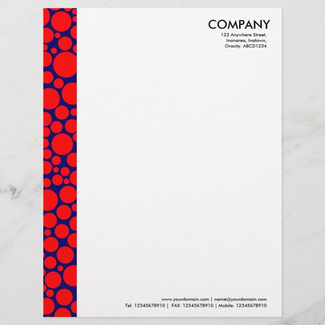 Spotty Margin - Red on Dark Blue Briefbogen (Vorderseite)