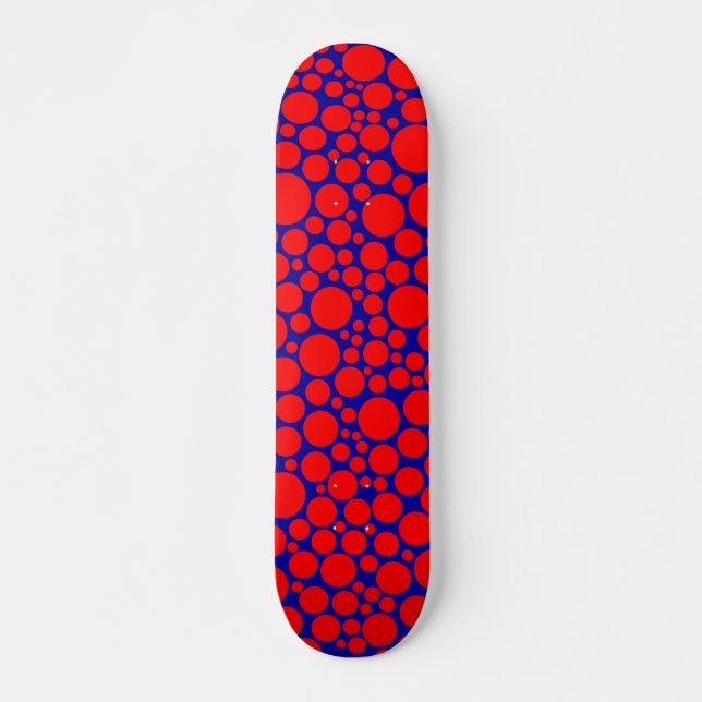 Spotty - Rot auf Dunkelblau Skateboard (Vorne)