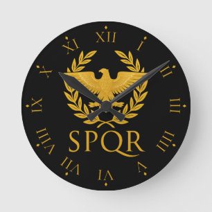 SPQR Römischer Adler Emblem – Goldener Aquila & Lo Runde Wanduhr