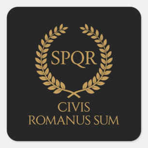 SPQR Römisches Emblem – Civis Romanus Sum Lorbeerk Quadratischer Aufkleber