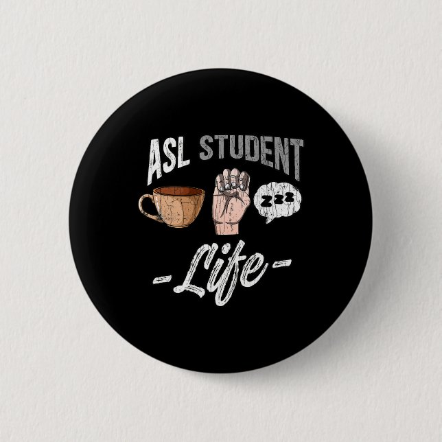 Sprach-Attraf taube Bewusstsein Asl Student Spaß G Button (Vorderseite)