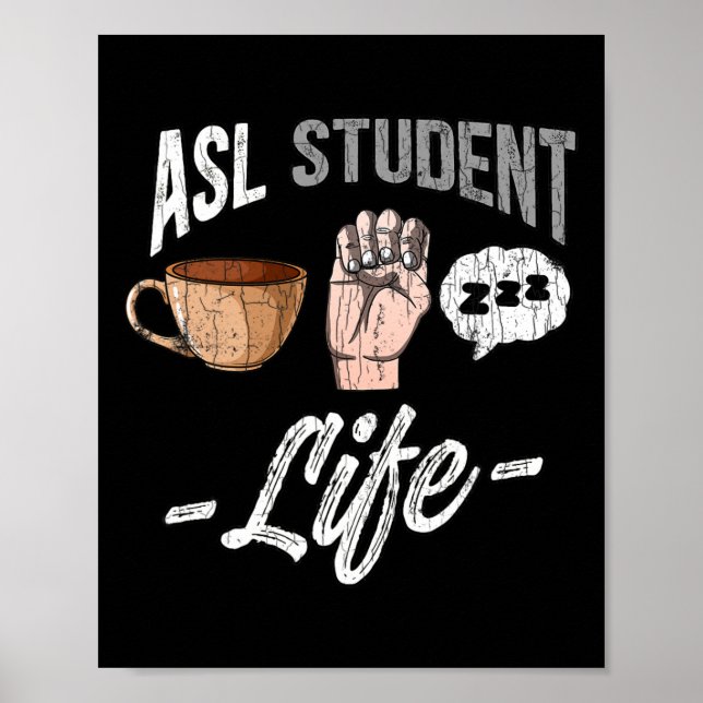 Sprach-Attraf taube Bewusstsein Asl Student Spaß G Poster (Vorne)