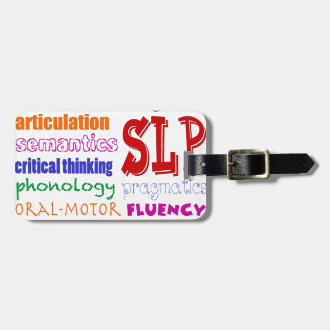 Sprache-Sprachpathologe-bunter Spaß-Schriftart Gepäckanhänger (Vorderseite horizontal)