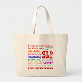 Sprache-Sprachpathologe-bunter Spaß-Schriftart Jumbo Stoffbeutel