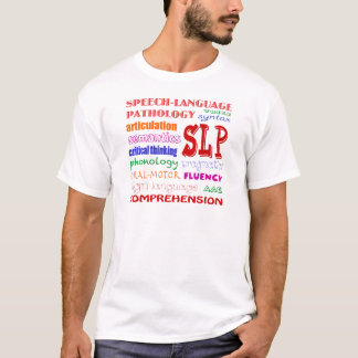 Sprache-Sprachpathologe-bunter Spaß-Schriftart T-Shirt