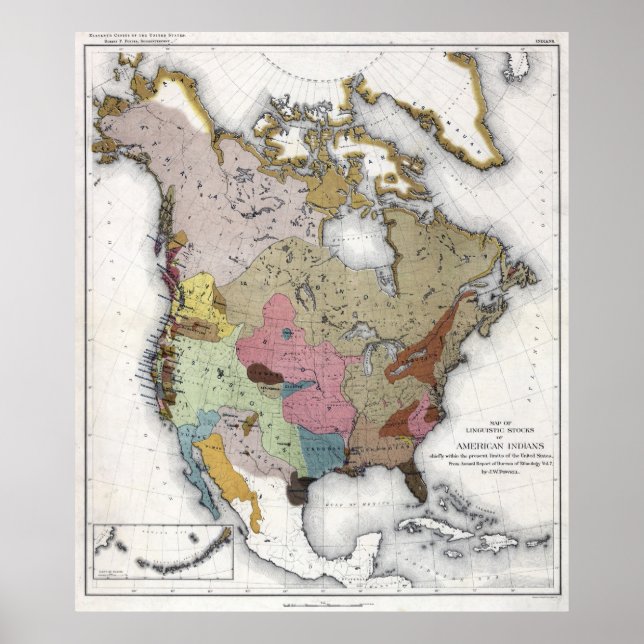 Sprachenbestände von Amerikanischen Ureinwohnern Poster (Vorne)