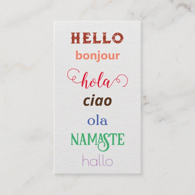 Sprachgrüße Visitenkarte (Vorderseite)