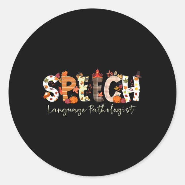 Sprachpathologe Slp Pumpkin Fall Danke Runder Aufkleber (Vorderseite)