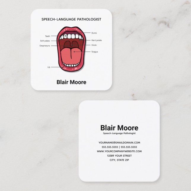 Sprachpathologe SLP Quadratische Visitenkarte (Vorne/Hinten)