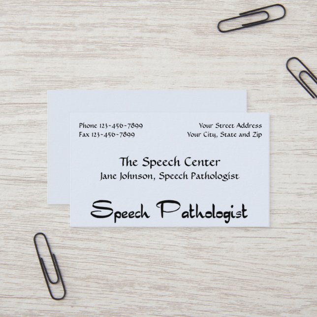 Sprachpathologin Therapist Business Card Visitenkarte (Vorderseite/Rückseite Beispiel)