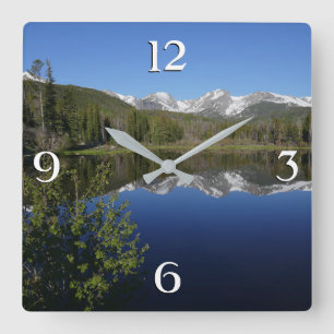 Sprague Lake I im Rocky-Mountain-Nationalpark Quadratische Wanduhr
