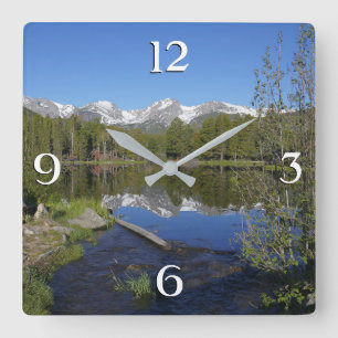 Sprague Lake II im Rocky Mountain National Park Quadratische Wanduhr