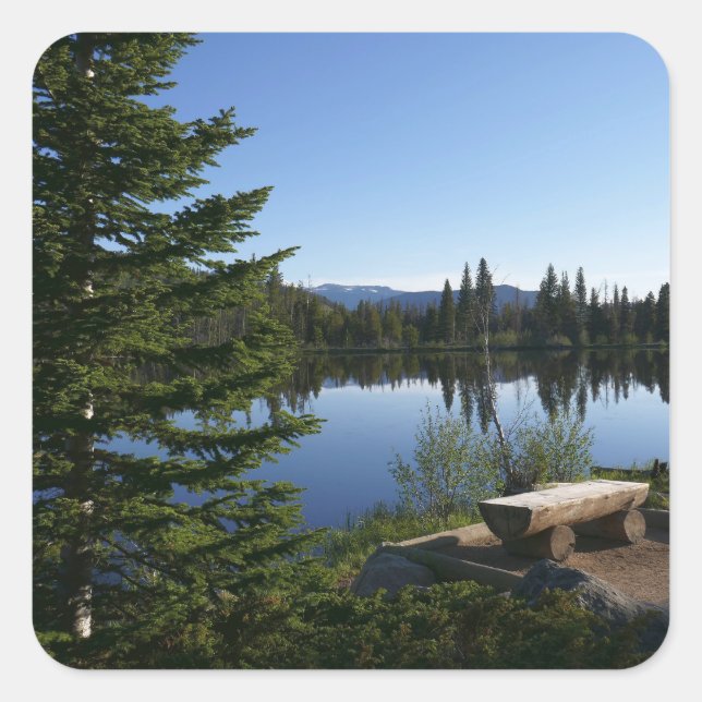Sprague Lake View Quadratischer Aufkleber (Vorderseite)