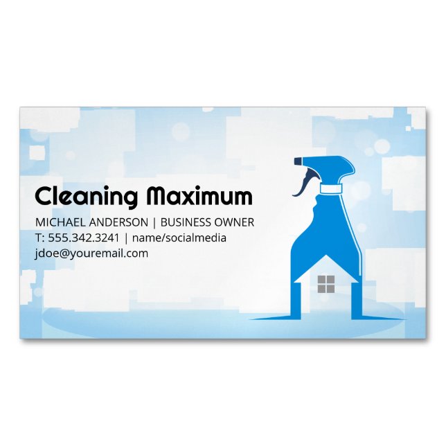 Spray Cleaning Bottle | Home Cleaner Services Magnetische Visitenkarte (Vorderseite)