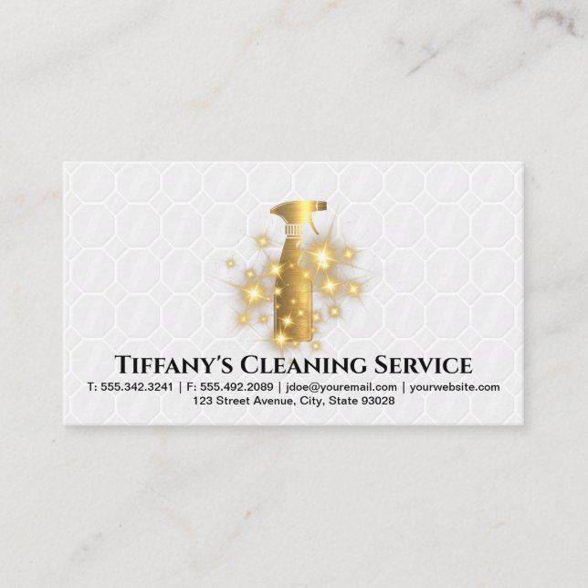 Spray Flasche Gold Sparkle | Badezimmer Tiles Visitenkarte (Vorderseite)