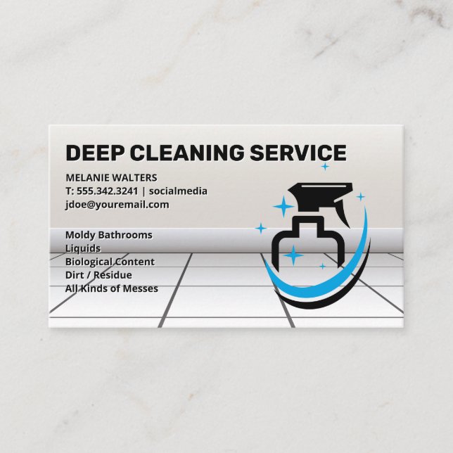 Spray-Flasche-Logo | Maid Service Business Card Visitenkarte (Vorderseite)