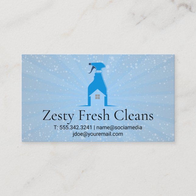 Spray Flasche Zuhause Cleaner Logo | Blasen Visitenkarte (Vorderseite)