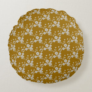 Spray Floral-S1-Gold-Blanc 2-16pouces COUSSIN ROND