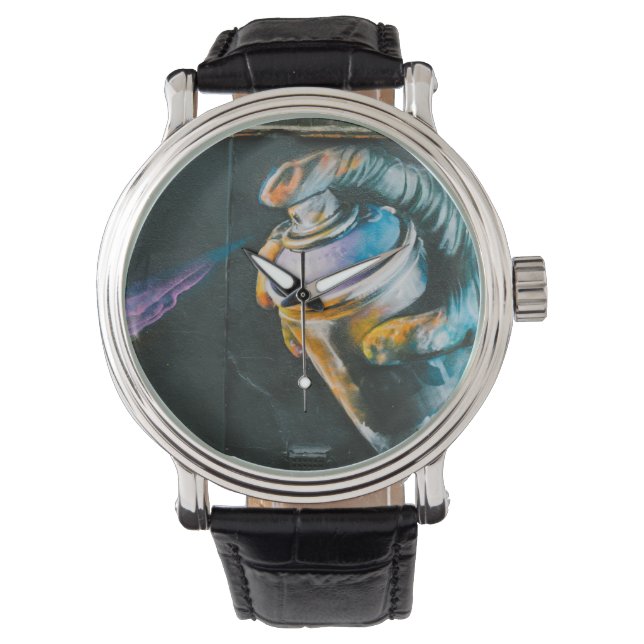 Spray kann Graffiti-Kunst-Wandmalerei Armbanduhr (Vorderseite)