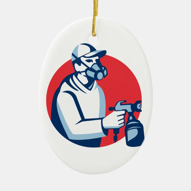 Spray-Maler-Sprühfarben-Gewehr Retro Keramikornament (Vorne)