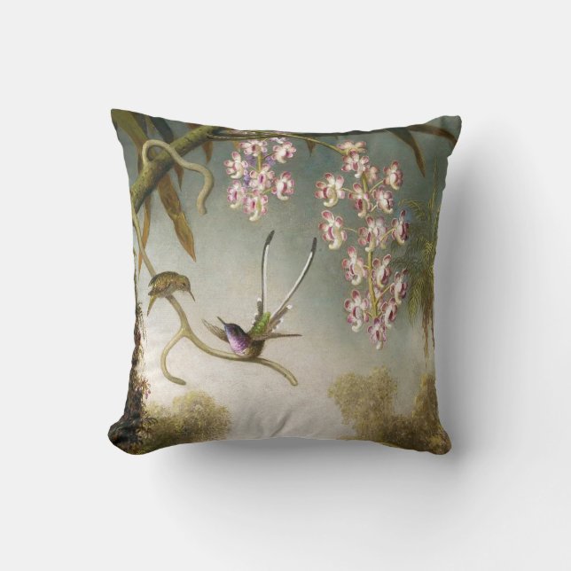 Spray-Orchideen mit Kolibri-Kissen Kissen (Vorderseite)