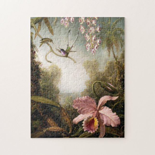 Spray-Orchideen mit Kolibri-Puzzlespiel (Vertikal)
