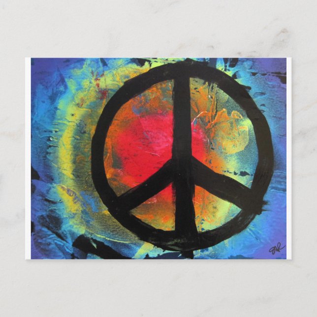 Spray Paint Art Rainbow Peace Sign Painting Postkarte (Vorderseite)