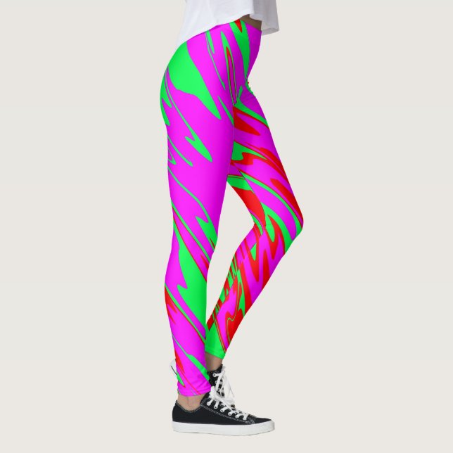 Spray Paint Red Pink Green Leggings (Rechts)