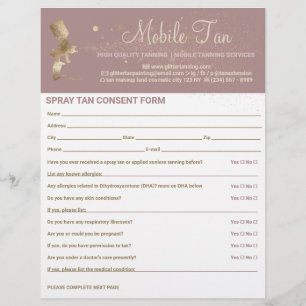 Spray-Tan-Geschäftsplan Pinkes Einverständniserklä Flyer