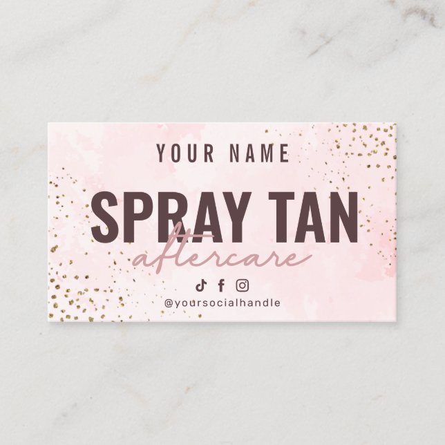 Spray Tan Instruction Aftercare Card Visitenkarte (Vorderseite)