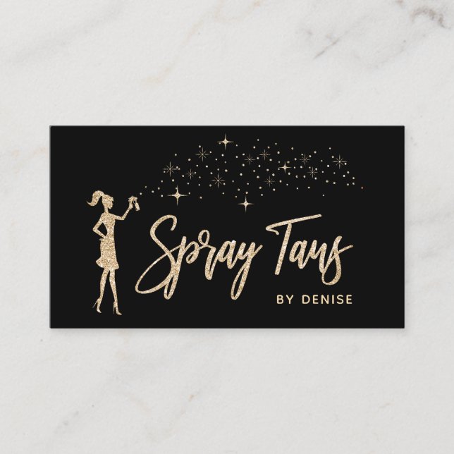 Spray Tan Mobile Spray Tan Gold Glittering Girl Visitenkarte (Vorderseite)