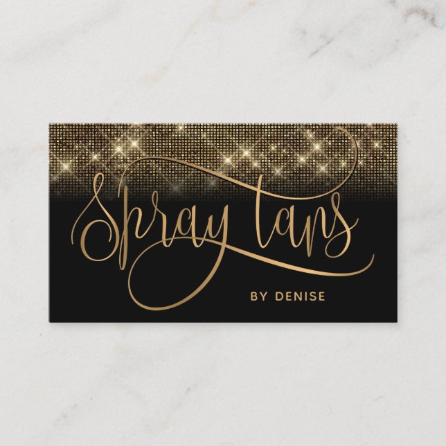 Spray Tan Mobile Spray Tan Gold Glittering Girl Visitenkarte (Vorderseite)