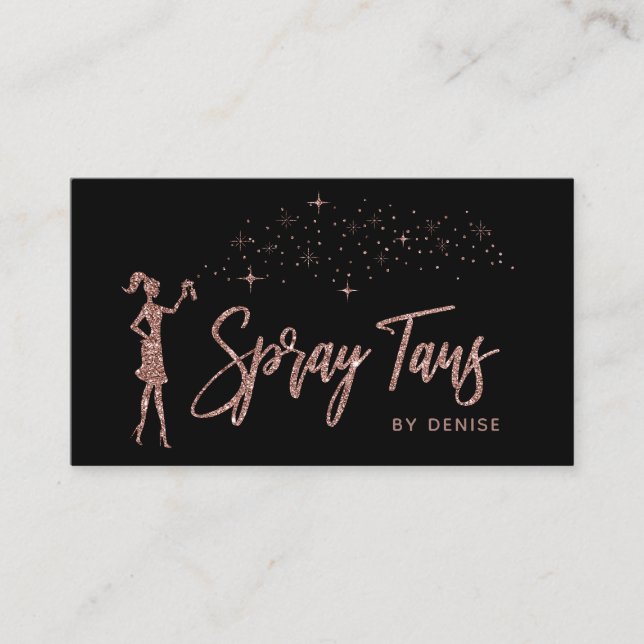 Spray Tan Mobile Spray Tan Gold Glittering Girl Visitenkarte (Vorderseite)